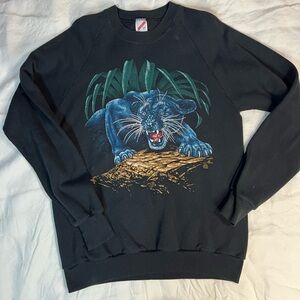 Vintage 80s Black Panther Graphic Sweatshirt Sz M/L USA Made Single Stitch